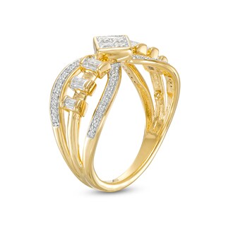 0.50 CT. T.W. Quad Princess-Cut Diamond Open Shank Ring in 10K Gold|Peoples Jewellers