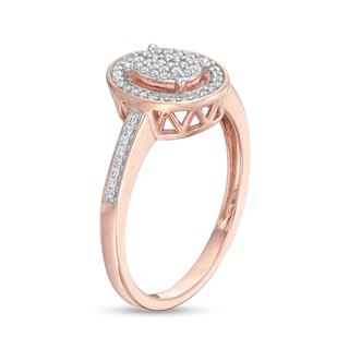 0.16 CT. T.W. Oval-Shaped Multi-Diamond Frame Promise Ring in 10K Rose Gold|Peoples Jewellers