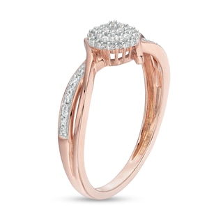 0.15 CT. T.W. Multi-Diamond Bypass Crossover Split Shank Promise Ring in 10K Rose Gold|Peoples Jewellers