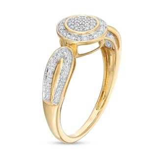 0.10 CT. T.W. Multi-Diamond Frame Loop Shank Promise Ring in 10K Gold|Peoples Jewellers