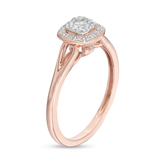 0.20 CT. T.W. Cushion-Shaped Multi-Diamond Frame Split Shank Promise Ring in 10K Rose Gold|Peoples Jewellers