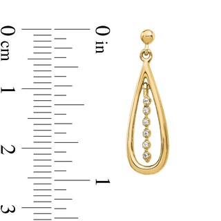 0.04 CT. T.W. Diamond Seven Stone Linear Dangle Teardrop Earrings in 14K Gold|Peoples Jewellers