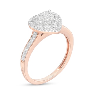 0.25 CT. T.W. Heart-Shaped Multi-Diamond Double Frame Promise Ring in Sterling Silver with 14K Rose Gold Plate|Peoples Jewellers