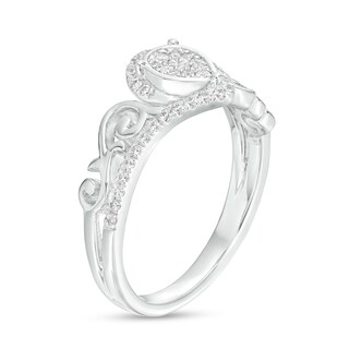 0.25 CT. T.W. Pear-Shaped Multi-Diamond Filigree Shank Bypass Promise Ring in Sterling Silver|Peoples Jewellers