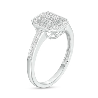 0.15 CT. T.W. Multi-Diamond Octagonal Frame Promise Ring in Sterling Silver|Peoples Jewellers