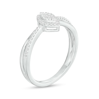 0.15 CT. T.W. Marquise-Shaped Multi-Diamond Frame Split Shank Promise Ring in Sterling Silver|Peoples Jewellers