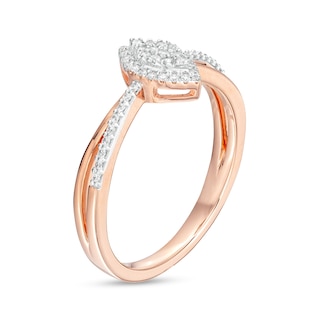 0.15 CT. T.W. Marquise-Shaped Multi-Diamond Frame Split Shank Promise Ring in Sterling Silver with 14K Rose Gold Plate|Peoples Jewellers