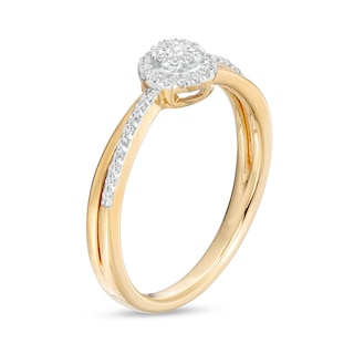 0.15 CT. T.W. Multi-Diamond Frame Split Shank Promise Ring in Sterling Silver with 14K Gold Plate|Peoples Jewellers