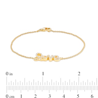 White Lab-Created Sapphire Cursive "love" Bracelet in Sterling Silver with 14K Gold Plate – 6.5"|Peoples Jewellers