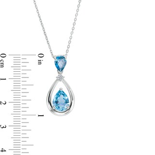 Pear-Shaped Swiss and London Blue Topaz with White Lab-Created Sapphire Pendant in Sterling Silver|Peoples Jewellers
