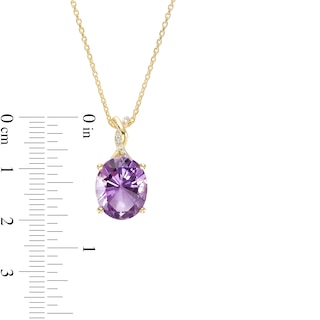 Oval Amethyst and Diamond Accent Twist Bail Pendant in 10K Gold|Peoples Jewellers