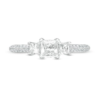 1.00 CT. T.W. Princess-Cut Diamond Past Present Future® Engagement Ring in 14K White Gold (I/I2)|Peoples Jewellers