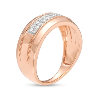 Men's 0.29 CT. T.W. Diamond Double Row Vintage-Style Wedding Band in 10K Rose Gold|Peoples Jewellers