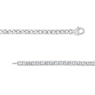 3.0mm White Lab-Created Sapphire Line Necklace in Sterling Silver|Peoples Jewellers