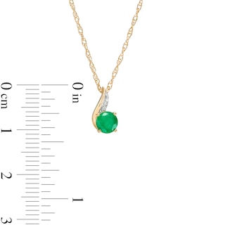 5.0mm Emerald and Diamond Accent Flame Pendant in 10K Gold|Peoples Jewellers