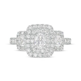 1.25 CT. T.W. Oval Diamond Past Present Future® Double Cushion-Shaped Frame Engagement Ring in 14K White Gold (I/SI2)|Peoples Jewellers