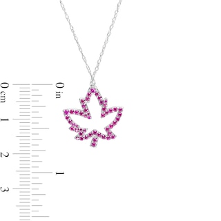 Lab-Created Ruby Maple Leaf Outline Pendant in 10K White Gold|Peoples Jewellers