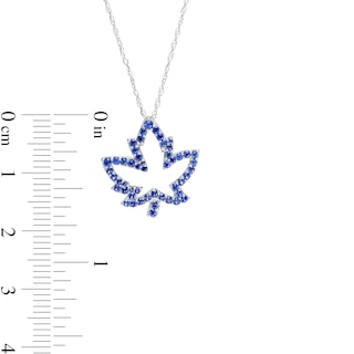 Blue Lab-Created Sapphire Maple Leaf Outline Pendant in 10K White Gold|Peoples Jewellers