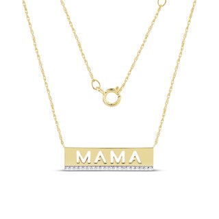 0.085 CT. T.W. Diamond Cut-Out "MAMA" Bar Necklace in 10K Gold|Peoples Jewellers