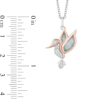 Enchanted Disney Pocahontas Amazonite and 0.04 CT. T.W. Diamond Hummingbird Pendant in Sterling Silver and 10K Rose Gold|Peoples Jewellers