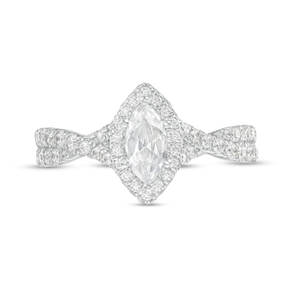 1.00 CT. T.W. Certified Canadian Marquise Diamond Frame Twist Shank Engagement Ring in 14K White Gold (I/SI2)|Peoples Jewellers