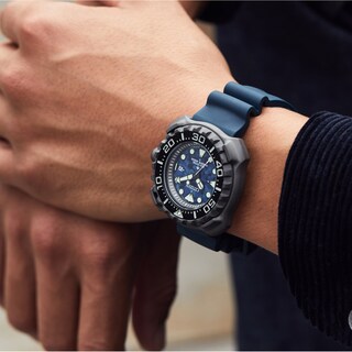 Men's Citizen Eco-Drive® Promaster Diver Gunmetal Grey Super Titanium™ Strap Watch with Blue Dial (Model: BN0227-09L)|Peoples Jewellers