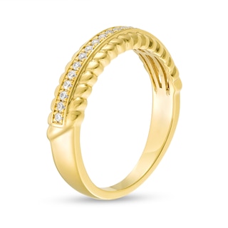 0.13 CT. T.W. Diamond Ribbed Edge Band in 10K Gold|Peoples Jewellers