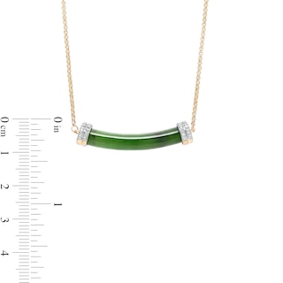 Jade and 0.08 CT. T.W. Diamond Cuff Bar Necklace in 14K Gold|Peoples Jewellers