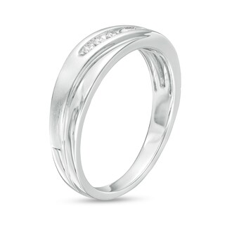 Men's 0.10 CT. T.W. Diamond Slant Overlay Band in 10K White Gold|Peoples Jewellers