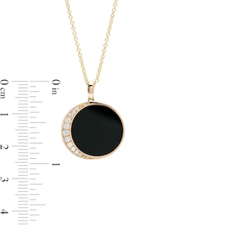 EFFY™ Collection 16.0mm Onyx and 0.11 CT. T.W. Diamond Crescent Moon Drop Pendant in 14K Gold|Peoples Jewellers