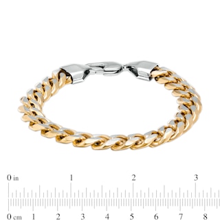 Men's 10.5mm Curb Chain Bracelet in Stainless Steel and Yellow Ion-Plate – 9"|Peoples Jewellers