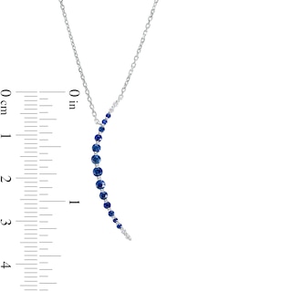 Blue Sapphire and Diamond Accent Graduated Curved Bar Necklace in 10K White Gold|Peoples Jewellers
