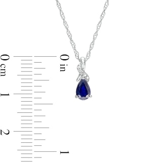 Pear-Shaped Blue Sapphire and Diamond Accent Swirl Ribbon Teardrop Pendant in 10K White Gold|Peoples Jewellers