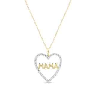0.085 CT. T.W. Diamond "MAMA" Heart Outline Pendant in 10K Gold|Peoples Jewellers