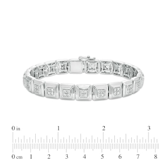 Men's 3.00 CT. T.W. Quad Certified Lab-Created Diamond Square Link Bracelet in 14K White Gold (F/SI2) - 8.5"|Peoples Jewellers