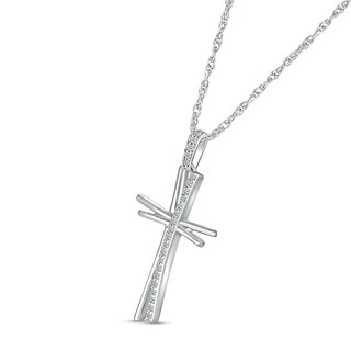 0.115 CT. T.W. Diamond Abstract Cross Pendant in Sterling Silver|Peoples Jewellers