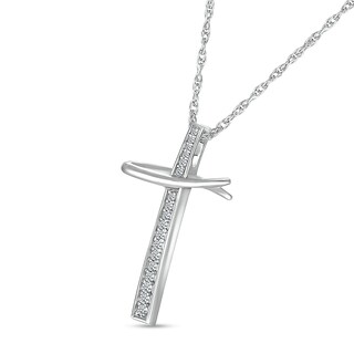 0.085 CT. T.W. Diamond Abstract Cross Pendant in Sterling Silver|Peoples Jewellers