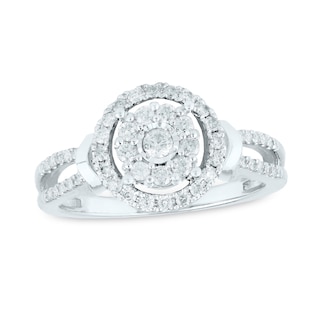 0.50 CT. T.W. Diamond Double Frame Split Shank Engagement Ring in 10K White Gold|Peoples Jewellers