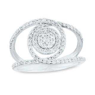 0.50 CT. T.W. Multi-Diamond Split Shank Orbit Engagement Ring in 10K White Gold|Peoples Jewellers