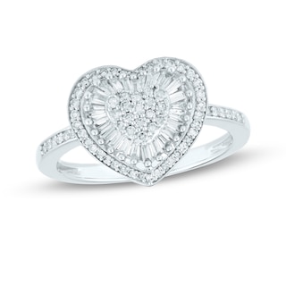 0.50 CT. T.W. Heart-Shaped Multi-Diamond Ring in 10K White Gold|Peoples Jewellers