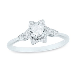 0.25 CT. T.W. Diamond Flower Engagement Ring in 10K White Gold|Peoples Jewellers