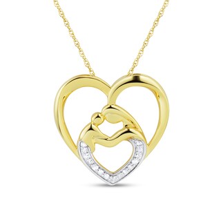 0.085 CT. T.W. Diamond Motherly Love Heart Pendant in 10K Gold|Peoples Jewellers