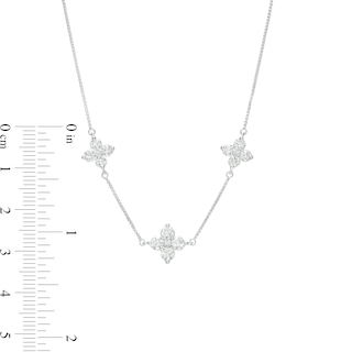 1.00 CT. T.W. Certified Lab-Created Diamond Flower Station Necklace in 14K White Gold (F/SI2)|Peoples Jewellers