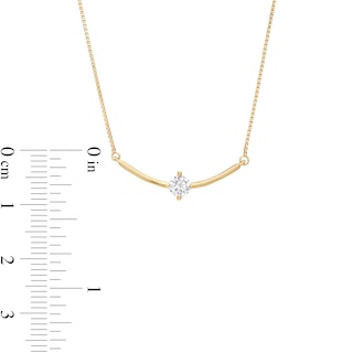 0.25 CT. Certified Lab-Created Diamond Solitaire Curved Bar Necklace in 14K Gold (F/SI2)|Peoples Jewellers