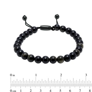 Men's 8.0mm Obsidian Bead Bolo Bracelet in Stainless Steel with Black Ion-Plate – 10.5"|Peoples Jewellers