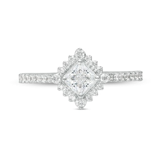 0.75 CT. T.W. Princess-Cut Diamond Shadow Frame Tilted Engagement Ring in 14K White Gold|Peoples Jewellers