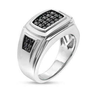 Men's 0.75 CT. T.W. Black Multi-Diamond Ring in Sterling Silver|Peoples Jewellers