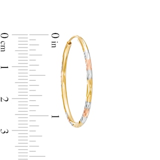 20.0mm Diamond-Cut Tube Hoop Earrings in 14K Gold and Two-Tone Rhodium Plate|Peoples Jewellers