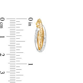 17.0mm Diamond-Cut Intertwined Tube Hoop Earrings in 14K Gold with Rhodium Plate|Peoples Jewellers