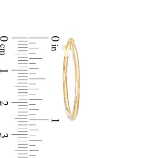 26.0mm Diamond-Cut Tube Hoop Earrings in 14K Two-Tone Gold|Peoples Jewellers